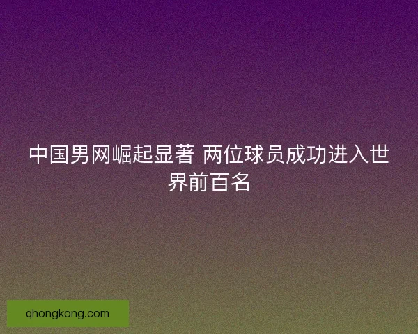 中国男网崛起显著 两位球员成功进入世界前百名